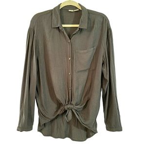 Melrose & Market Black Button Down With Tie in front Oversized Size XXS